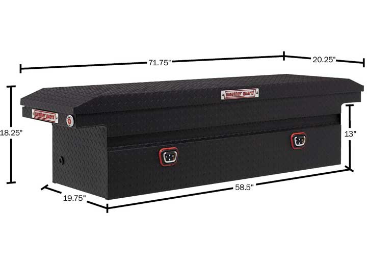 Weather Guard Full LOW PROFILE Aluminum Crossover Saddle-Style Pickup Truck Toolbox - Textured Matte Black Powder Coat - WEA121-52-04