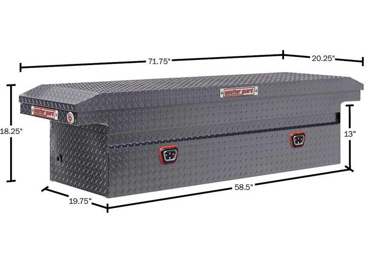 Weather Guard Full LOW PROFILE Aluminum Crossover Saddle-Style Pickup Truck Toolbox - Gunmetal Gray Powder Coat - WEA121-6-04