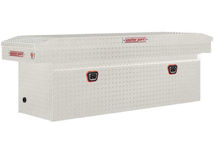 Weather Guard Full DEEP Aluminum Crossover Saddle-Style Pickup Truck Toolbox - Clear Gloss Powder Coat - WEA123-0-04