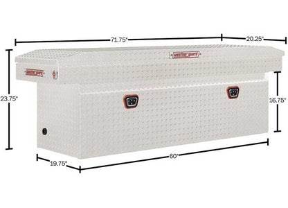 Weather Guard Full DEEP Aluminum Crossover Saddle-Style Pickup Truck Toolbox - Clear Gloss Powder Coat - WEA123-0-04