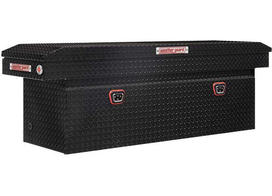 Weather Guard Full DEEP Aluminum Crossover Saddle-Style Pickup Truck Toolbox - Black Gloss Powder Coat - WEA123-5-04