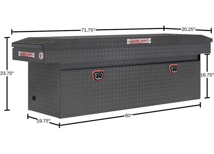 Weather Guard Full DEEP Aluminum Crossover Saddle-Style Pickup Truck Toolbox - Gunmetal Gray Powder Coat - WEA123-6-04