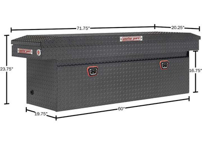 Weather Guard Full DEEP Aluminum Crossover Saddle-Style Pickup Truck Toolbox - Gunmetal Gray Powder Coat - WEA123-6-04