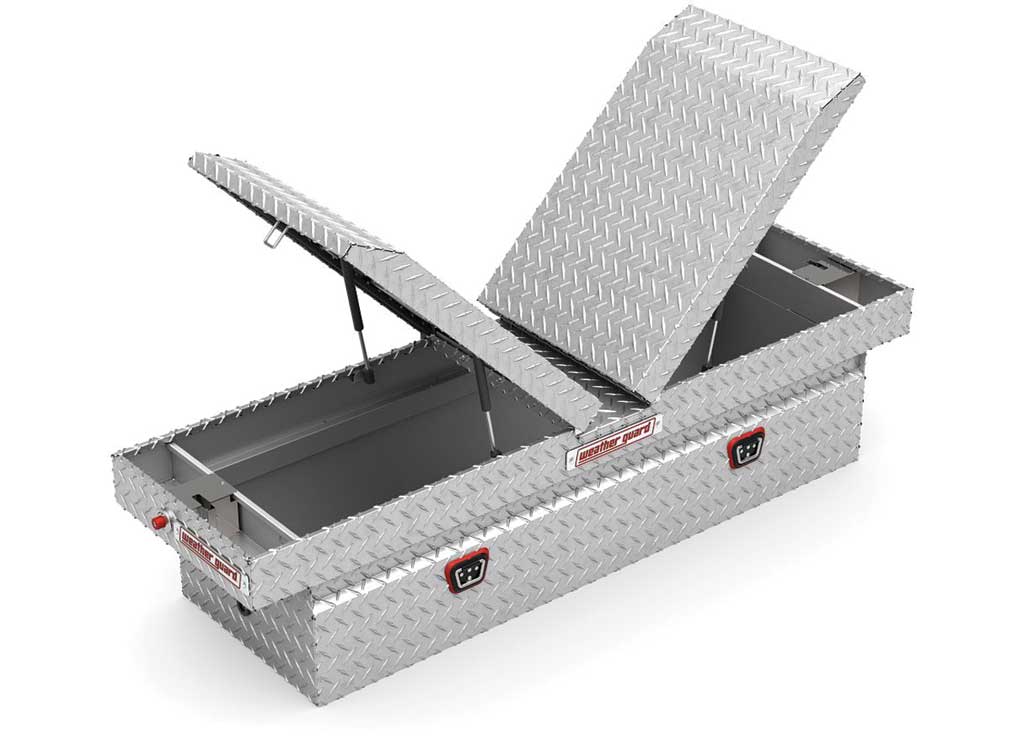 Weather Guard Full STANDARD GULL WING Aluminum Crossover Saddle-Style Pickup Truck Toolbox - Clear Gloss Powder Coat - WEA124-0-04