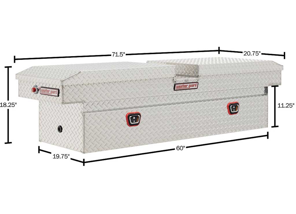 Weather Guard Full STANDARD GULL WING Aluminum Crossover Saddle-Style Pickup Truck Toolbox - Clear Gloss Powder Coat - WEA124-0-04