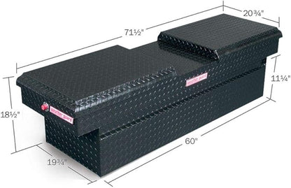 Weather Guard Full STANDARD GULL WING Aluminum Crossover Saddle-Style Pickup Truck Toolbox - Black Gloss Powder Coat - WEA124-5-01