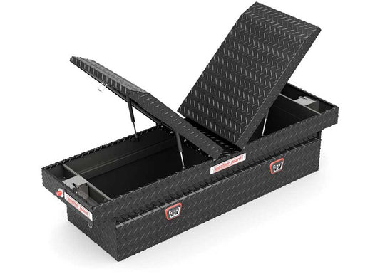 Weather Guard Full STANDARD GULL WING Aluminum Crossover Saddle-Style Pickup Truck Toolbox - Gloss Black Powder Coat - WEA124-5-04