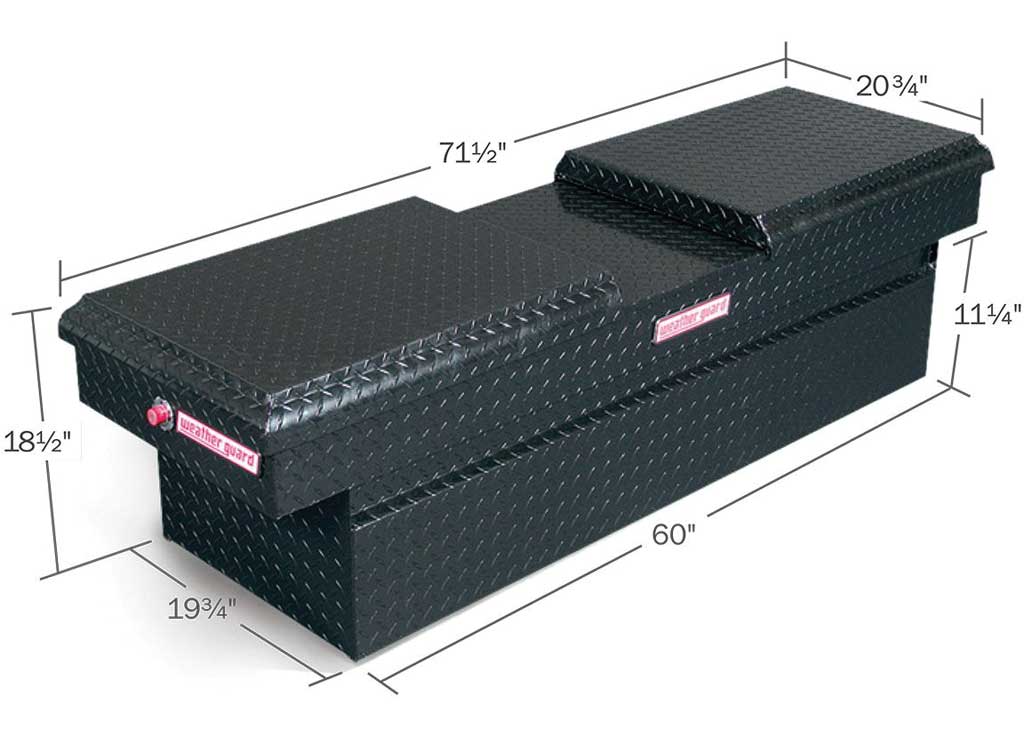 Weather Guard Full STANDARD GULL WING Aluminum Crossover Saddle-Style Pickup Truck Toolbox - Gloss Black Powder Coat - WEA124-5-04