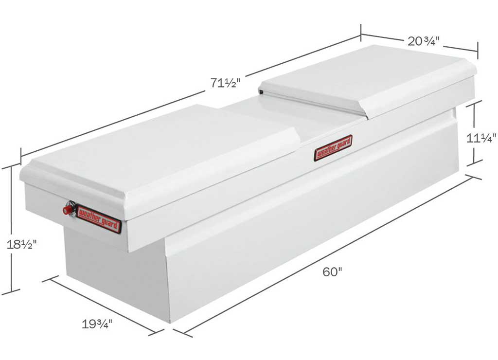 Weather Guard Full STANDARD GULL WING STEEL Crossover Saddle-Style Pickup Truck Toolbox - White Powder Coat - WEA125-3-04