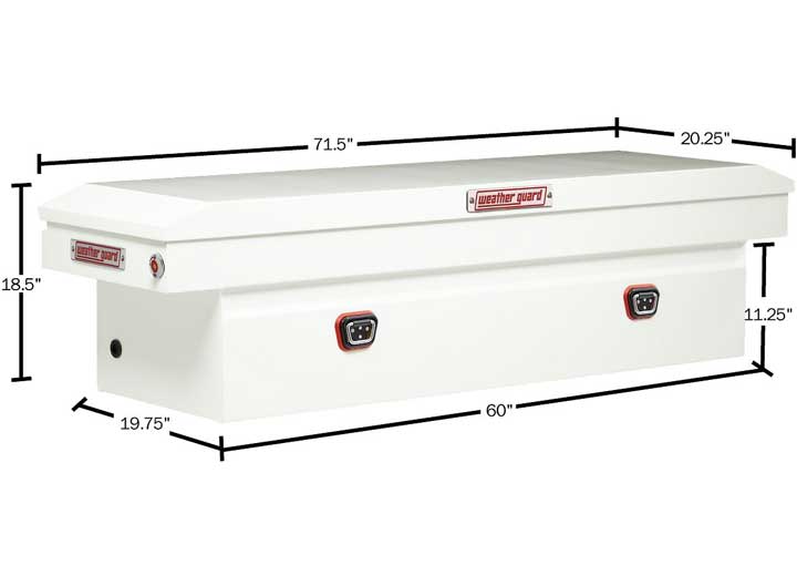 Weather Guard Full STANDARD STEEL Crossover Saddle-Style Pickup Truck Toolbox - White Powder Coat - WEA126-3-04