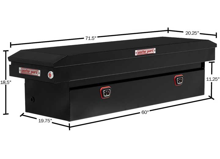 Weather Guard Full STANDARD STEEL Crossover Saddle-Style Pickup Truck Toolbox - Black Gloss Powder Coat - WEA126-5-04