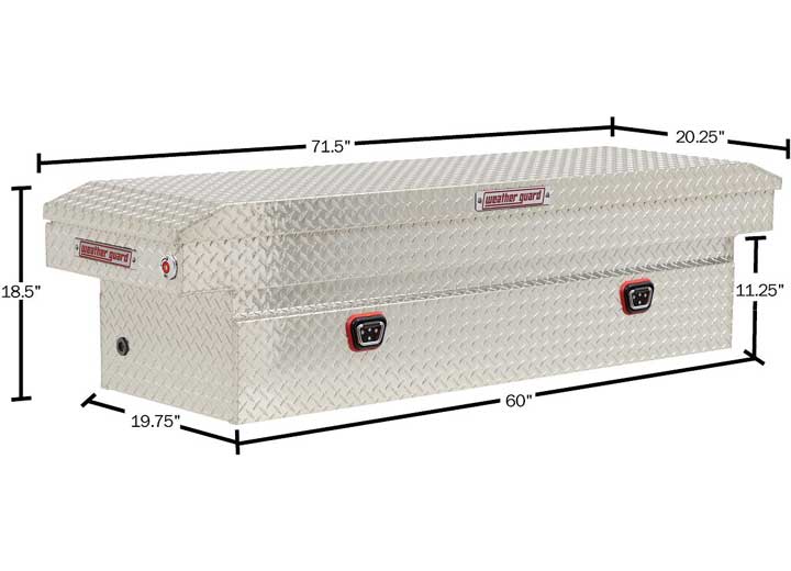 Weather Guard Full STANDARD Aluminum Crossover Saddle-Style Pickup Truck Toolbox - Clear Gloss Powder Coat - WEA127-0-04