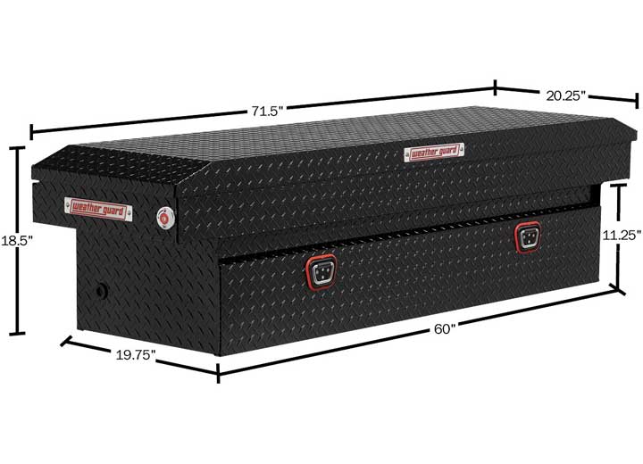 Weather Guard Full STANDARD Aluminum Crossover Saddle-Style Pickup Truck Toolbox - Black Gloss Powder Coat - WEA127-5-04