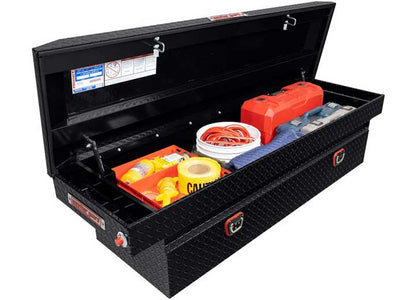 Weather Guard Full STANDARD Aluminum Crossover Saddle-Style Pickup Truck Toolbox - Black Gloss Powder Coat - WEA127-5-04