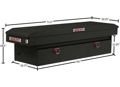 Weather Guard Full STANDARD Aluminum Crossover Saddle-Style Pickup Truck Toolbox - Textured Matte Black Powder Coat - WEA127-52-04