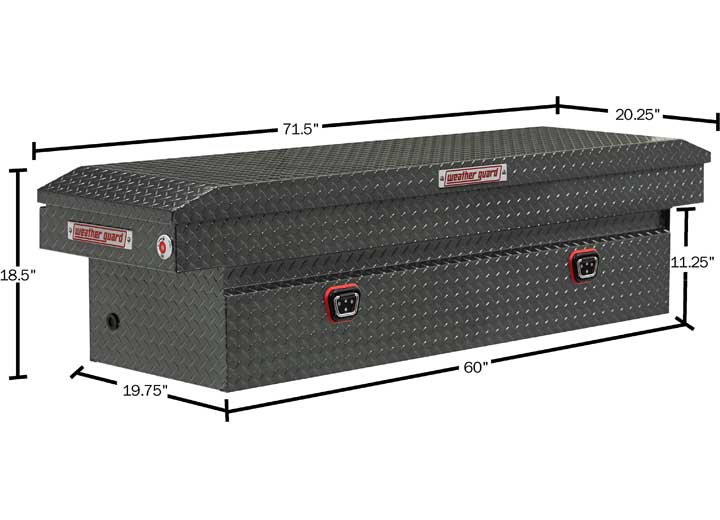 Weather Guard Full STANDARD Aluminum Crossover Saddle-Style Pickup Truck Toolbox - Gunmetal Gray Powder Coat - WEA127-6-04