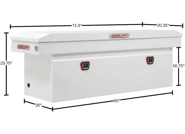 Weather Guard Full DEEP STEEL Crossover Saddle-Style Pickup Truck Toolbox - White Powder Coat - WEA128-3-04