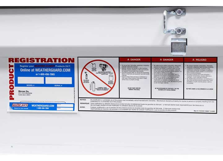 Weather Guard Full DEEP STEEL Crossover Saddle-Style Pickup Truck Toolbox - White Powder Coat - WEA128-3-04