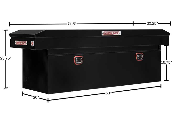 Weather Guard Full DEEP STEEL Crossover Saddle-Style Pickup Truck Toolbox - Black Gloss Powder Coat - WEA128-5-04