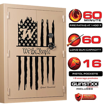 Winchester Grand American 60+16 Safe 76-Gun Capacity 60-Minute Fire Rated Tan WTRGA-7255-68-4-E