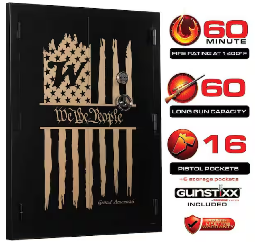 Winchester Grand American 60+16 Safe 76-Gun Capacity 60-Minute Fire Rated Black WTRGA-7255-68-7-E