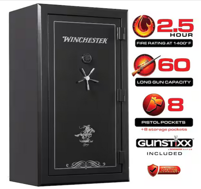 Winchester Legacy 53 Safe | (60+8) 68-Gun Capacity 2.5 Hour Fire Rated Slate WTRL-7242-53-16-E