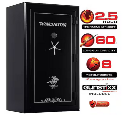 Winchester Legacy 53 Safe | (60+8) 68-Gun Capacity 2.5 Hour Fire Rated Black WTRL-7242A-53-7-E