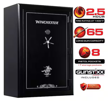 Winchester Legacy 62 Safe | (65+8) 73-Gun Capacity 2.5 Hour Fire Rated Black WTRL-7250-62-7-E