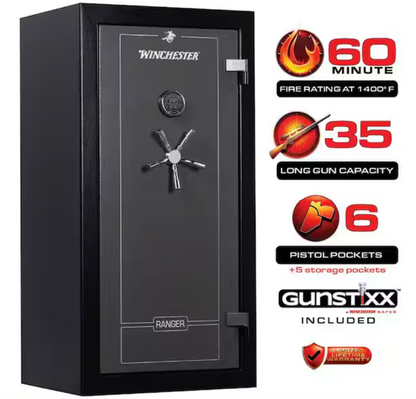 Winchester Ranger 26 Safe | (35+6) 41-Gun Capacity 60-Minute Fire Rated Two-Tone Slate & Black WTRR-5930-26-3-E