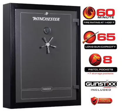 Winchester Ranger 42 Safe | (65+8) 73-Gun Capacity 60-Minute Fire Rated Two-Tone Slate & Black WTRR-5946-42-3-E
